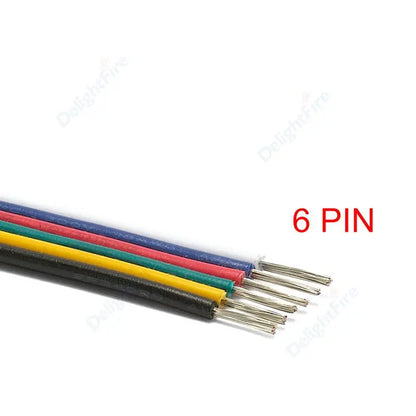 6Pin Extension Electronic Cable 22 20 18 AWG PVC Insulation for RGBWW RGB+CCT LED Strips by 54Grid - Renewable Energy Store
