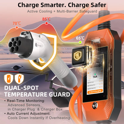 feyree 11kW 16A 3P Portable EV Charger GB/T Plug 4.3" Touchscreen & Charge History WIFI APP Ctrl Smart EVSE for Electric Vehicle