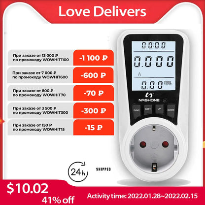 Digital Wattmeter 220V 110V AC Power Meter Electricy consumption Energy Meter EU Plug Power Kilowatt Wattage Electricity Meter 54Grid - Renewable Energy Store
