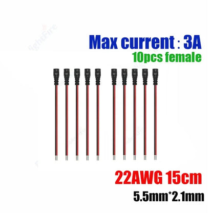 12V 3A DC Power Pigtail Cable 20 18 AWG Male Female Connector by 54Grid - Renewable Energy Store