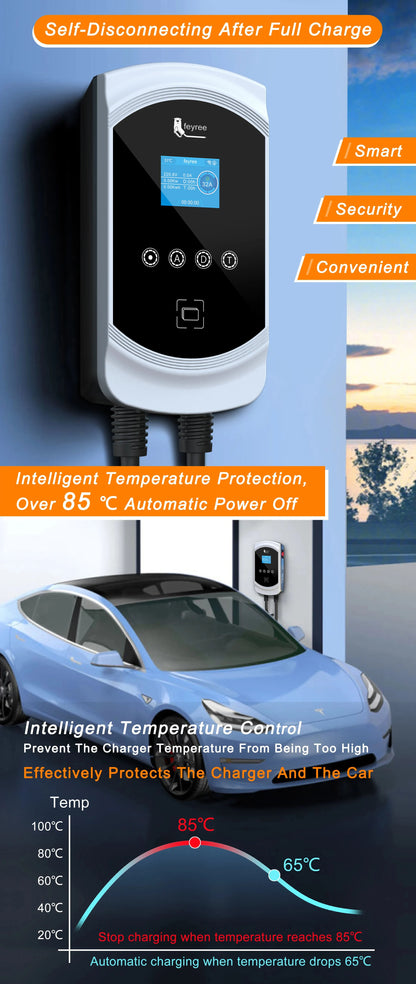 feyree EV Charger 32A 22KW 3Phase 11KW 16A Electric Car Charger EVSE Wallbox 7.6KW 32A Type2 Cable IEC62196-2 Socket APP Control
