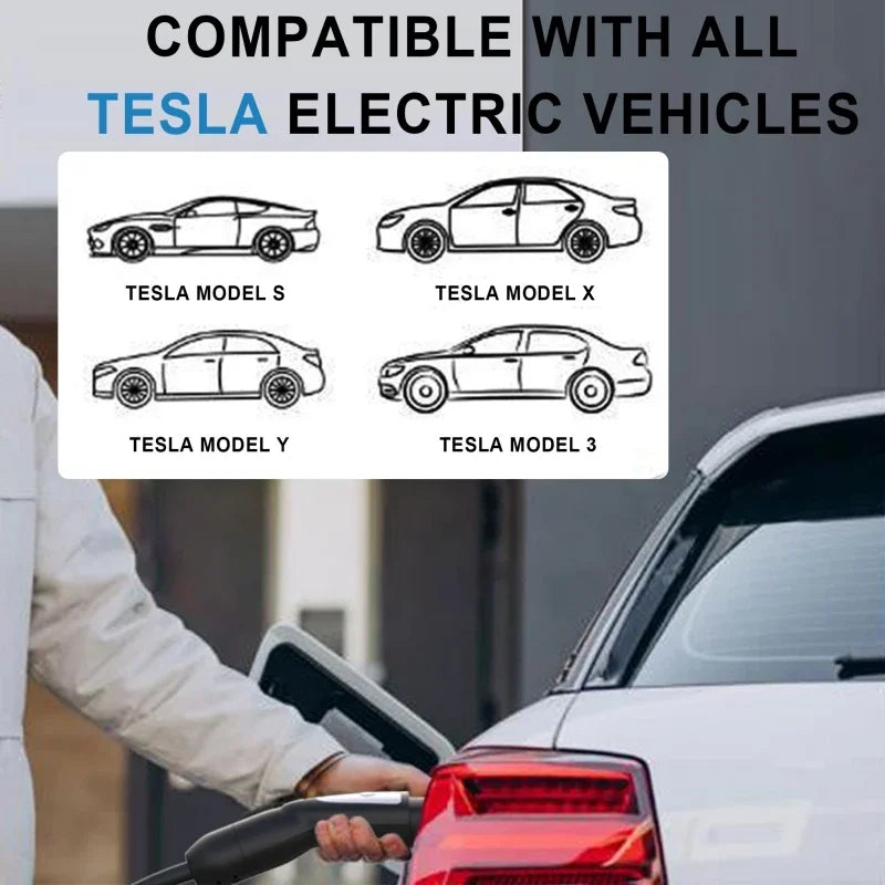 feyree 32A 7KW 1Phase Type2 to TS-NACS Socket 16A 3.5KW EV Charger Cable 5m for Tesla Model 3 Y X S for Public Charging Station