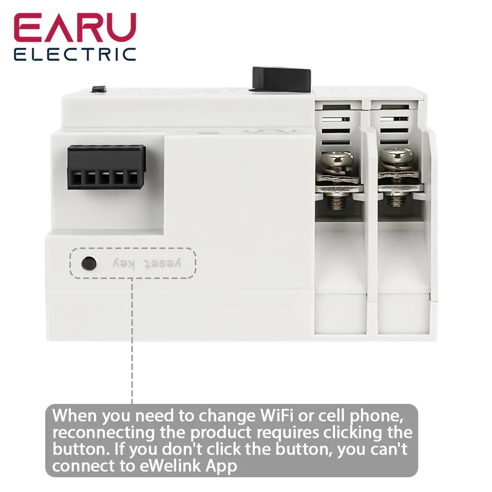 eWeLink WiFi Smart Remote Control 2P 125A AC 230V ATS Dual Power Automatic Transfer Electrical Selector Switch Uninterrupted