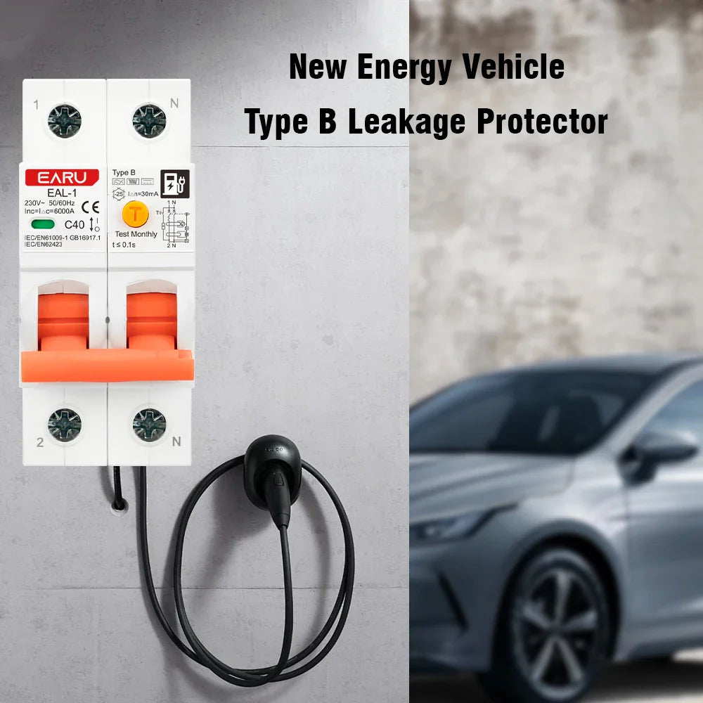 2P 30mA Type AC A B RCBO RCCB MCB Electronic Residual Current Circuit Breaker Over Short Current Leakage Protection EV Charger
