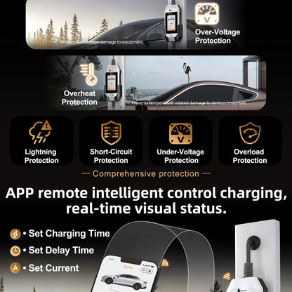 feyree Type1 3.5kW 16A Portable EV Charger 4.3 inch Touch Screen Smart WIFI APP Remote Control Design AC EV Charging Station