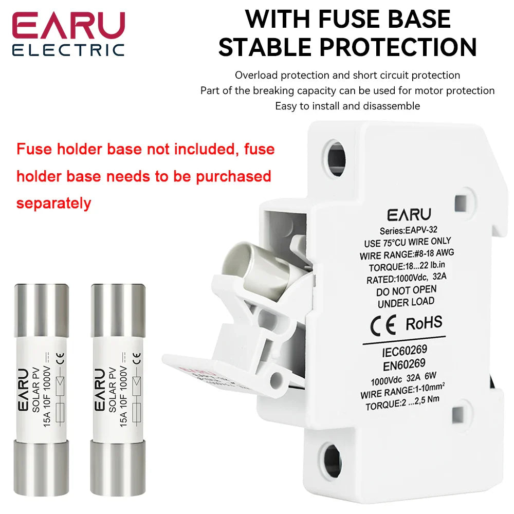 1PCS Solar DC 1000V DC 1500V PV Fuses 6A 10A 15A 20A 25A 30A 32A 50A High Voltage for Solar System Short Circuit Protection gPV