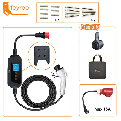 feyree Portable EV Charger GBT Plug Fast 22KW 32A 3Phase Adjusting Current Wi-Fi Smart APP Control Electric Car Charging Station