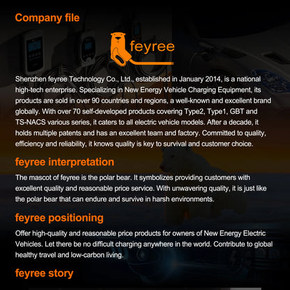 feyree EV Charger 32A 7kW 1P 4.3inch Touch Screen Type2 /Type1 /GBT /TS-NACS Portable Charger Smart APP WiFi Control for EV Cars
