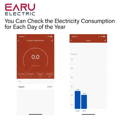 Tuya Smart Life App WiFi Energy Meter AC 110V 230V 63A With Current Transformer Clamp KWh Power Monitor Electricity Statistics by 54Grid - Renewable Energy Store