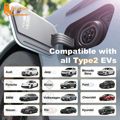 Feyree EV Charger Station Adapter GBT to Type 2 IEC 62196-2 Converter EVSE Single/Three Phase Connector 16A 32A for Type 2 Cars