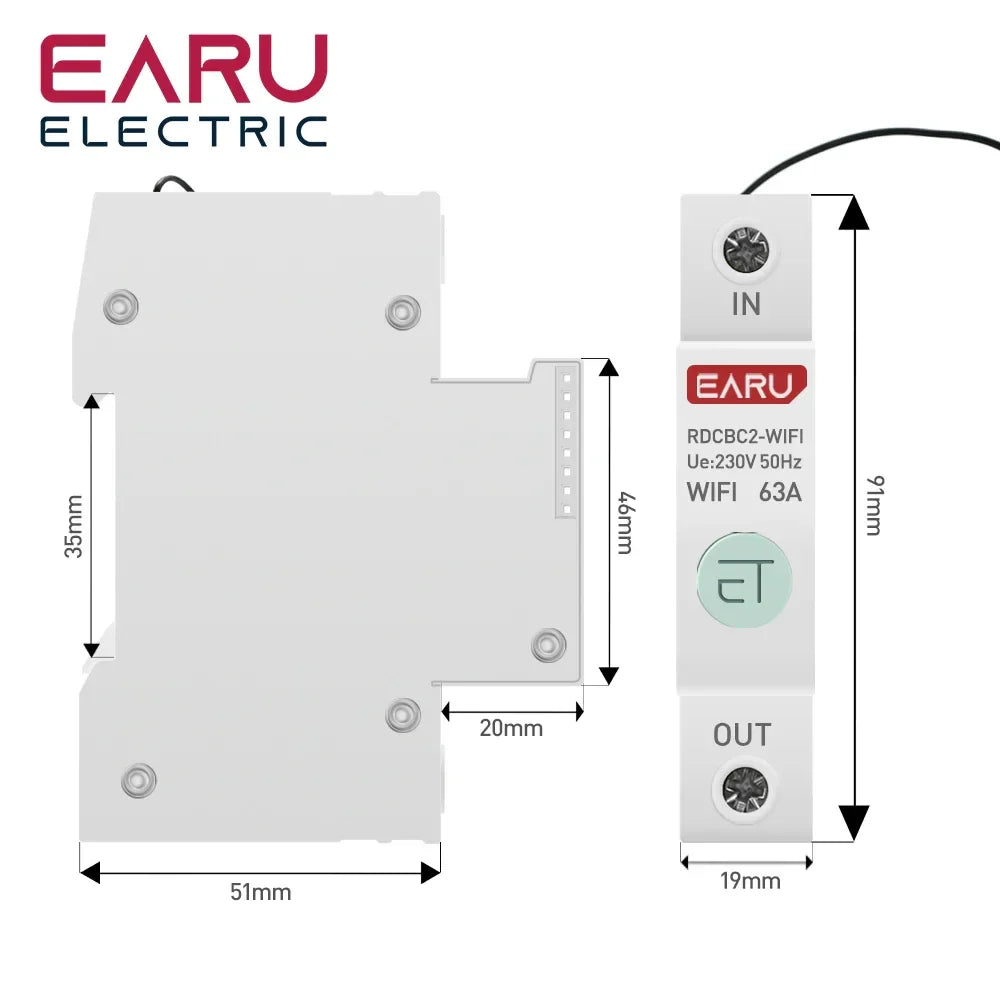 1P Din Rail WIFI Smart Energy Meter Power Consumption kWh Meter Circuit Breaker Time Timer Switch Relay Voltmeter for Smart Home by 54Grid - Renewable Energy Store