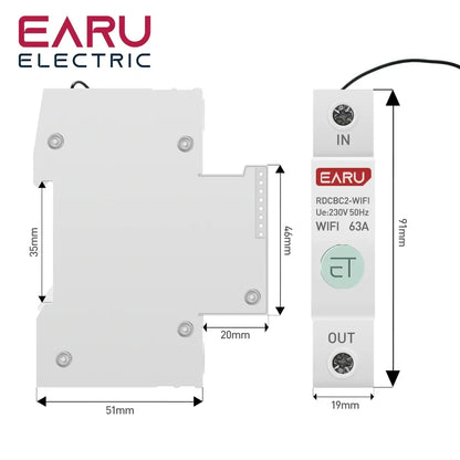 1P Din Rail WIFI Smart Energy Meter Power Consumption kWh Meter Circuit Breaker Time Timer Switch Relay Voltmeter for Smart Home by 54Grid - Renewable Energy Store