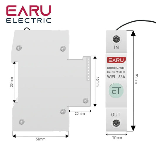 1P Din Rail WIFI Smart Energy Meter Power Consumption kWh Meter Circuit Breaker Time Timer Switch Relay Voltmeter for Smart Home by 54Grid - Renewable Energy Store