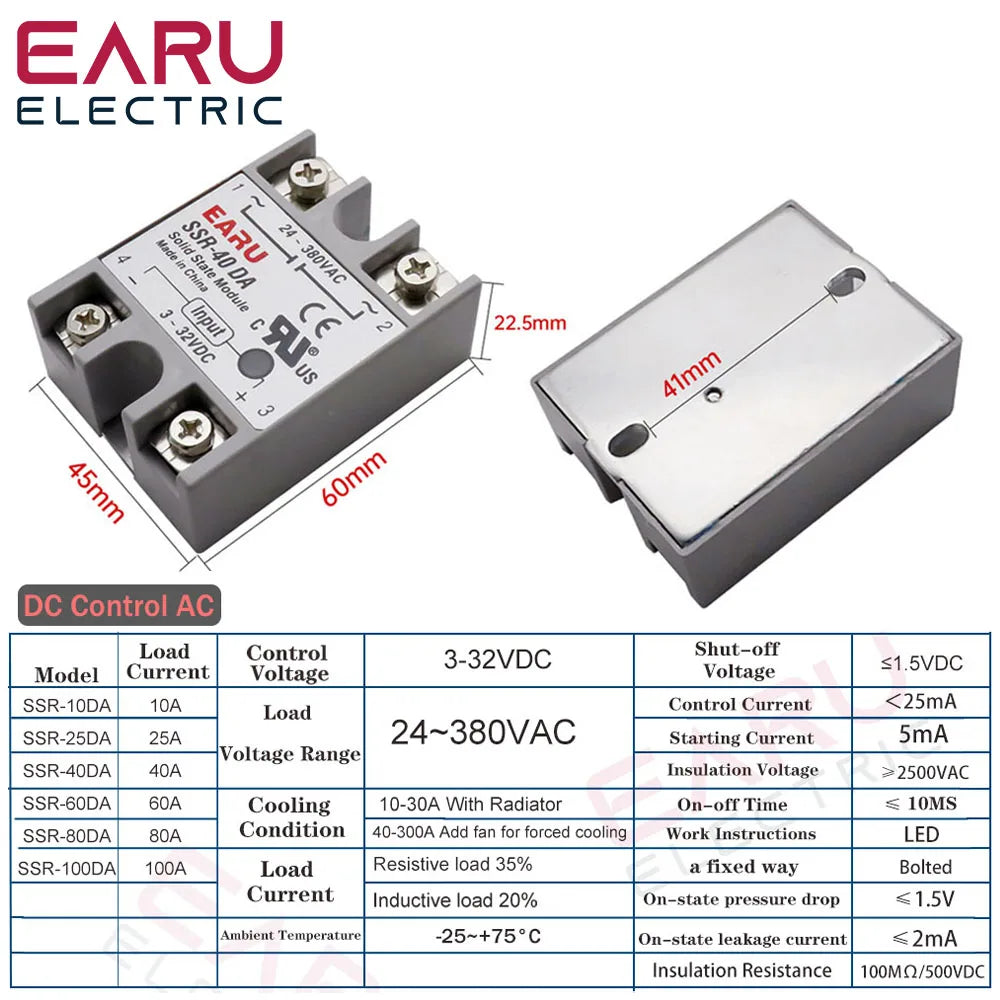 Digital PID Temperature Controller Thermostat REX-C100 + Max 40A SSR SSR-40DA Relay + K Thermocouple M6 1M Probe with Heat Sink by 54Grid - Renewable Energy Store