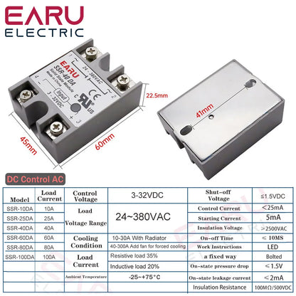 Digital PID Temperature Controller Thermostat REX-C100 + Max 40A SSR SSR-40DA Relay + K Thermocouple M6 1M Probe with Heat Sink by 54Grid - Renewable Energy Store