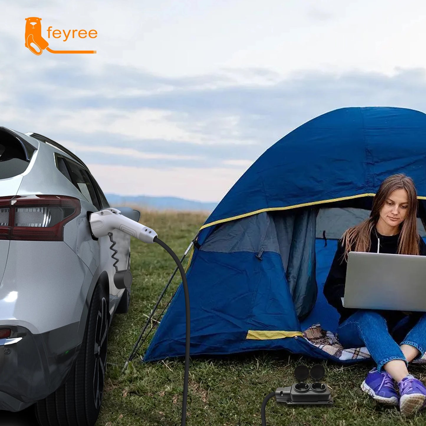 feyree Type1 16A Charger Cable with EU Socket Outdoor Power Station Electric Car Side Discharge Plug EV ( need car supports V2L)