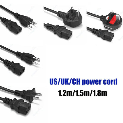 US UK CH Plug Power Extend Cable IEC C13 Lead Cord 1.2m 1.5m 1.8m 5ft for PC Monitor LCD TV 3D Printer by 54Grid - Renewable Energy Store