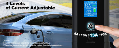 feyree EV Charger Type2 3.5KW 16A Portable Charging Box Set Current and Set Delay Time 5M Cable for Electric Vehicle Car Charger