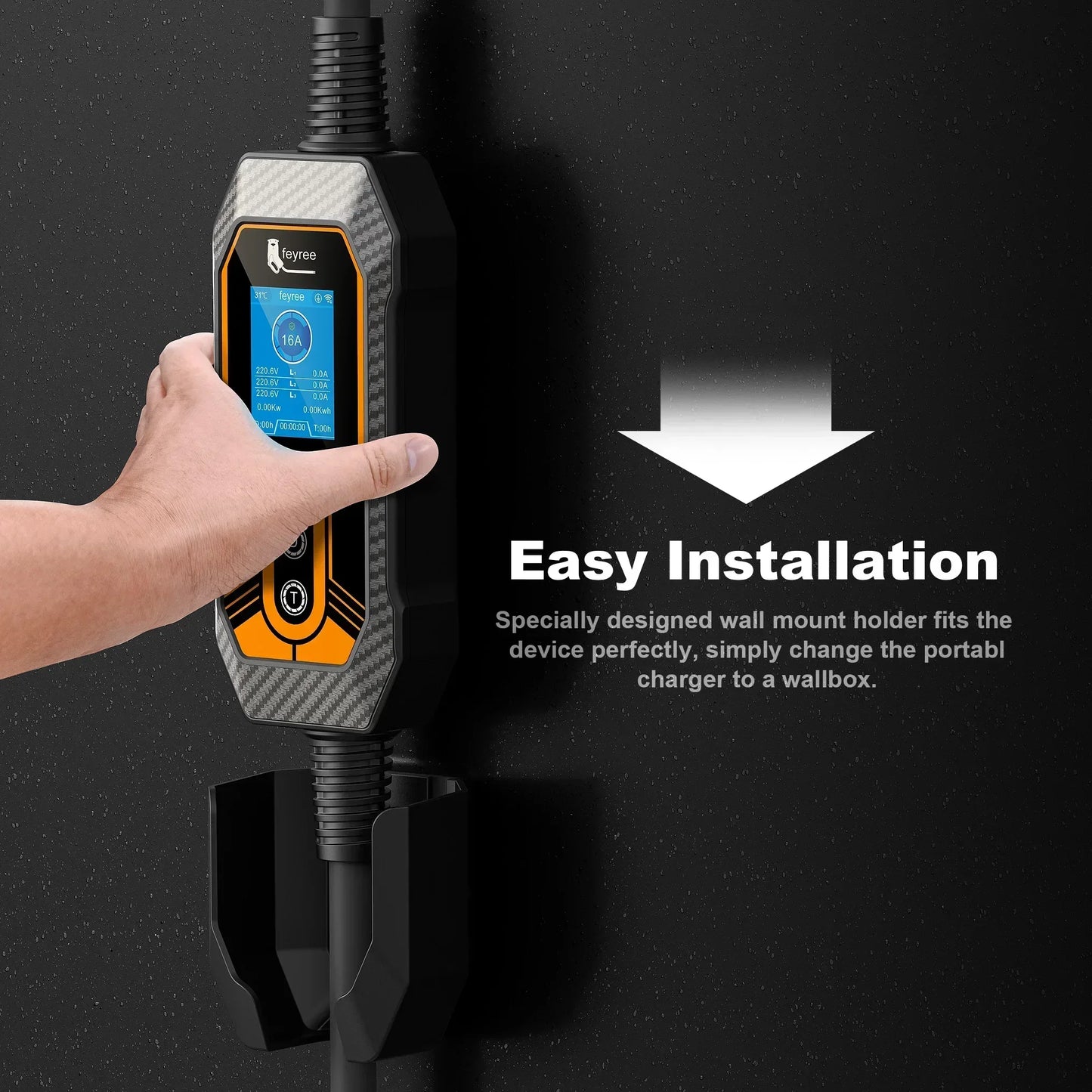 feyree EV Charger Portable Newly upgraded with wall holder GB/T 16A11KW 3 Phase Wifi APP control EVSE Charging Box with adapter by 54Grid - Renewable Energy Store