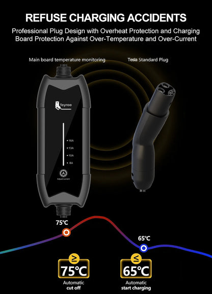 feyree 3.5kW 16A 1Phase Adjustable Current Portable EV Charger Fast Charging with TS-NACS Charger Plug Compatible for Tesla Cars