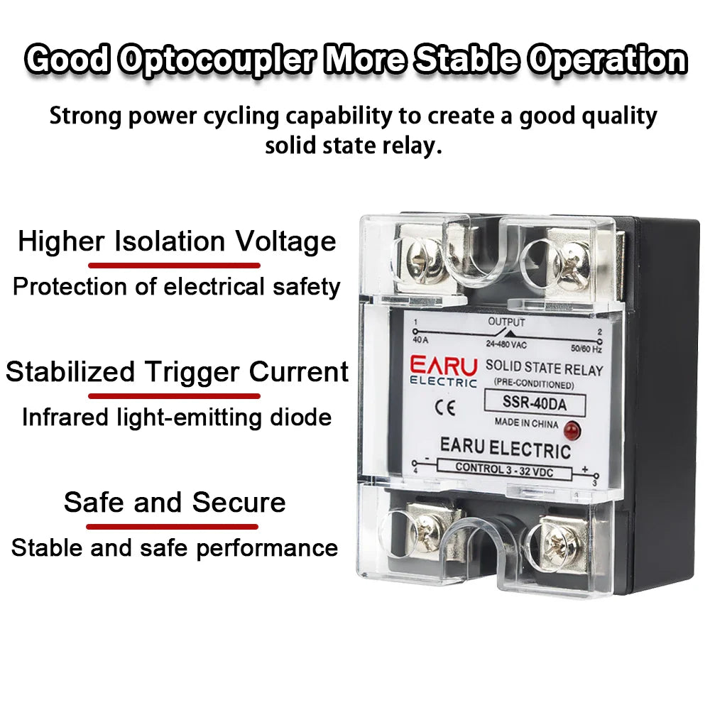 1Pcs Single Phase Solid State Relay Module SSR-25DA SSR-40DA SSR-40AA SSR-40DD SSR 10A/25A/40A/60A/80A/100A/120A/150A DD DA AA