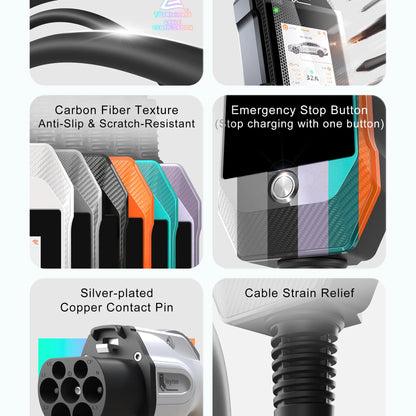feyree GB/T EV Charger 7kW 32A 1P Touch Screen 4.3inch Smart WIFI APP Control EVSE Portable Charging Box forElectric Car Charger