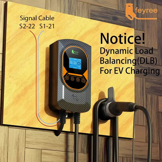 feyree EV Charger Type2 Cable 32A 7.6kW Dynamic Load Balancing EVSE Wallbox APP Function 11kW 22kW Charging Station Electric Car