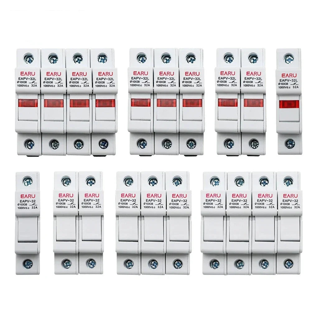 Din Rail Solar PV DC Fuse Holders with Indicator Light suitable for 10*38mm DC PV Fuse Link for Solar Photovoltaic System Pro by 54Grid - Renewable Energy Store