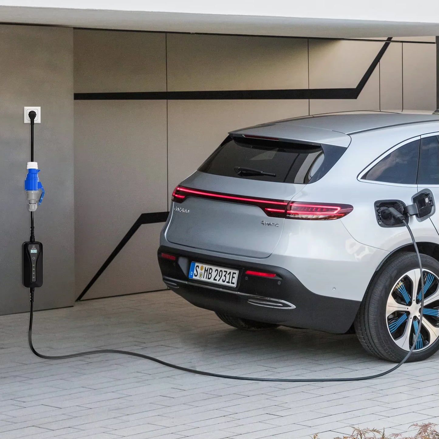 AFYEEV EV Charger CEE Female Plug 3 Pins Bule CEE to Schuko Adapter Wall Socket Extend Cable Connect with 7KW 32A 1Phase Charger