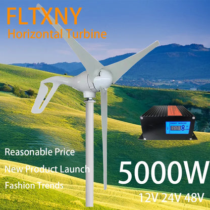 Wind Turbine Generator 5000W 12V 24V 48V 220V DC 5 Blades With MPPT Controller System Portable Windmills Renewable Energy by 54Grid - Renewable Energy Store