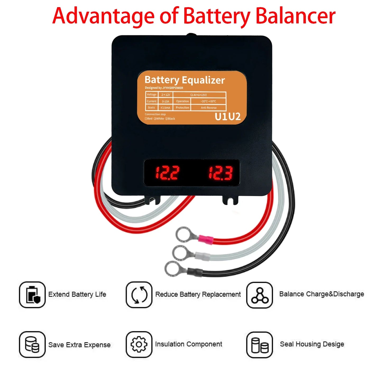 LED Display Battery Equalizer Voltage Balancer Regulator for 24V 48V 60V 72V 96V Li-ion Lead Acid by 54Grid - Renewable Energy Store