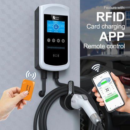 feyree Type1 32A 7.6kW EVSE Wallbox 4.3inch screen Dynamic Load Balancing 40A9.6kW50A12kW EV Charger Smart APP with Charging LOG