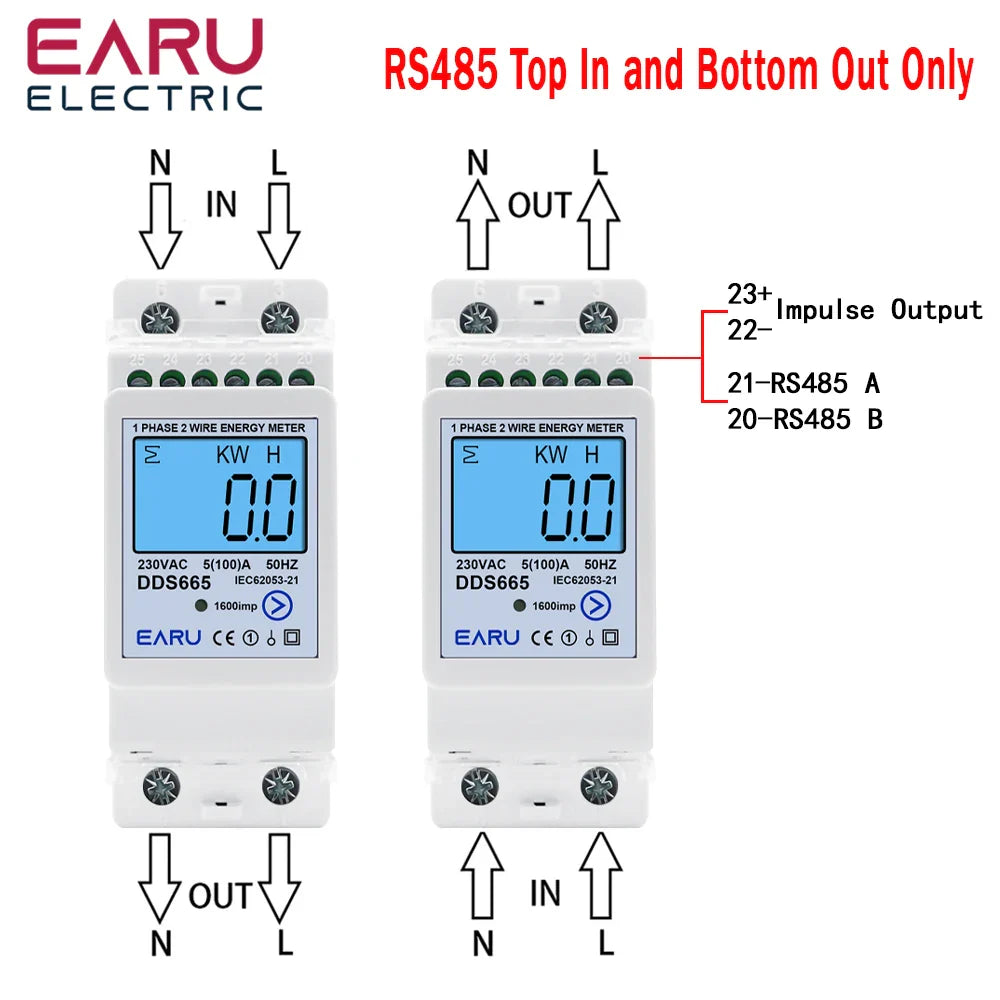 Multifunction 230V 100A Bi-Directional Energy Meter Reset Zero Kwh Solar PV Power Voltage Current Frequency RS485 Communication by 54Grid - Renewable Energy Store