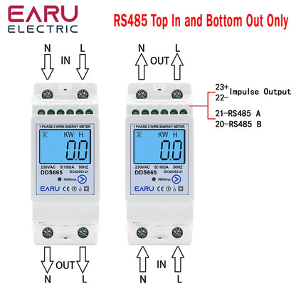 Multifunction 230V 100A Bi-Directional Energy Meter Reset Zero Kwh Solar PV Power Voltage Current Frequency RS485 Communication by 54Grid - Renewable Energy Store
