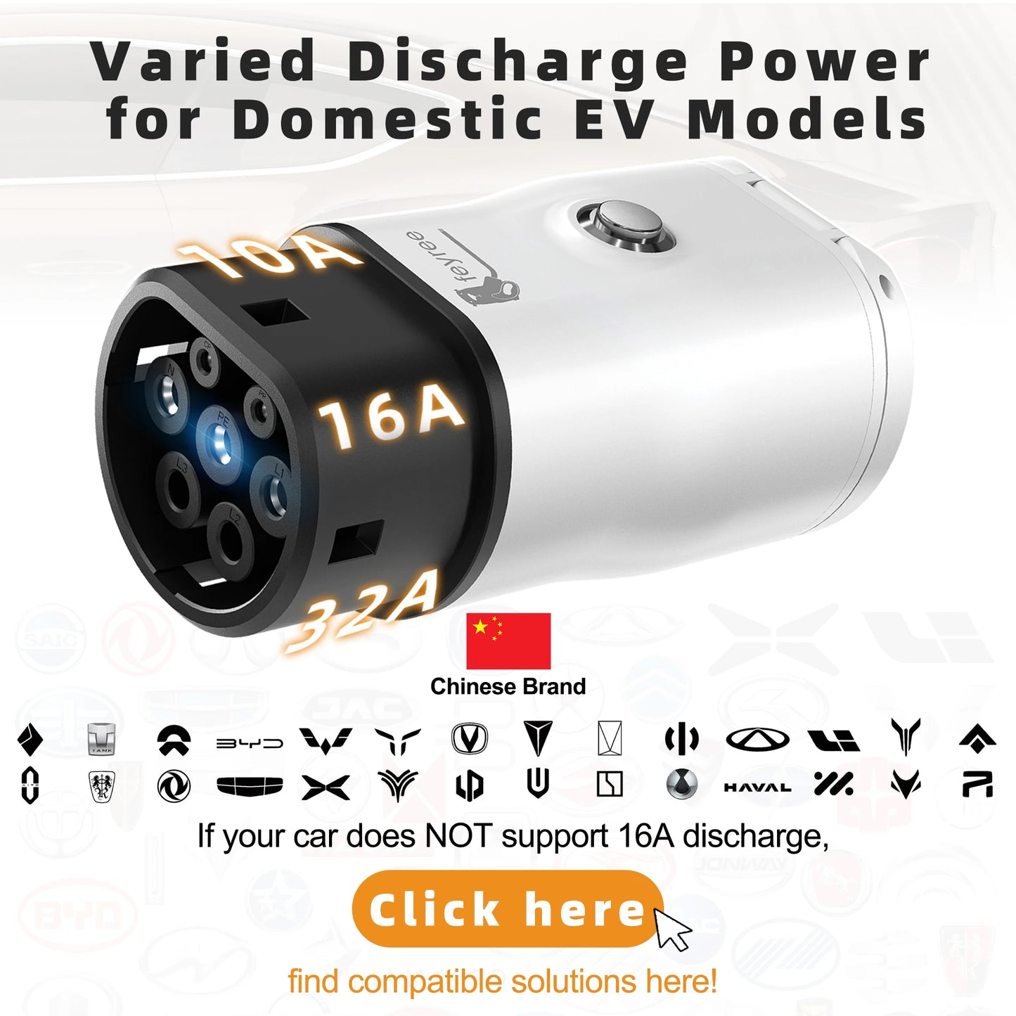 feyree Type2 V2L Discharger Adapter for MG/Kia/Hyundai/Chinese EVs,Vehicle to Load Power Converter and Safety Switch for Camping