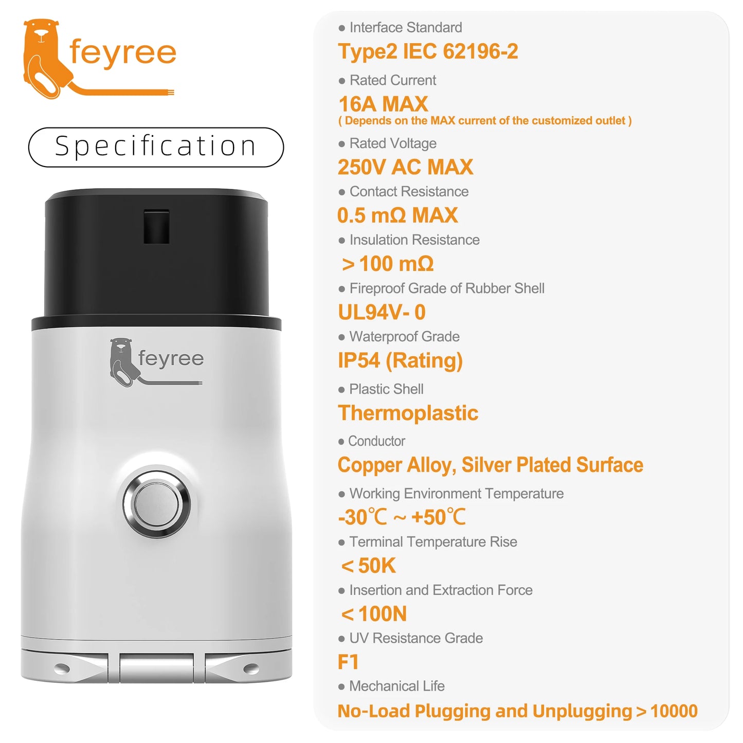 feyree Type2 V2L Discharger Adapter for MG/Kia/Hyundai/Chinese EVs,Vehicle to Load Power Converter and Safety Switch for Camping