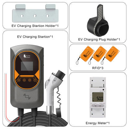 feyree GBT 22kW 32A Three Phase EV Wallbox Smart Dynamic Load Balance RFID Card APP Control EV Charging Station for Outdoor Use