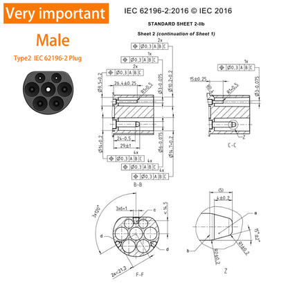 feyree EV Charging Cable 7KW 32A 1Phase Type1 Car Charging Socket to Type2 Power Supply Side 16A 3.5KW 5m Cable for Electric Car