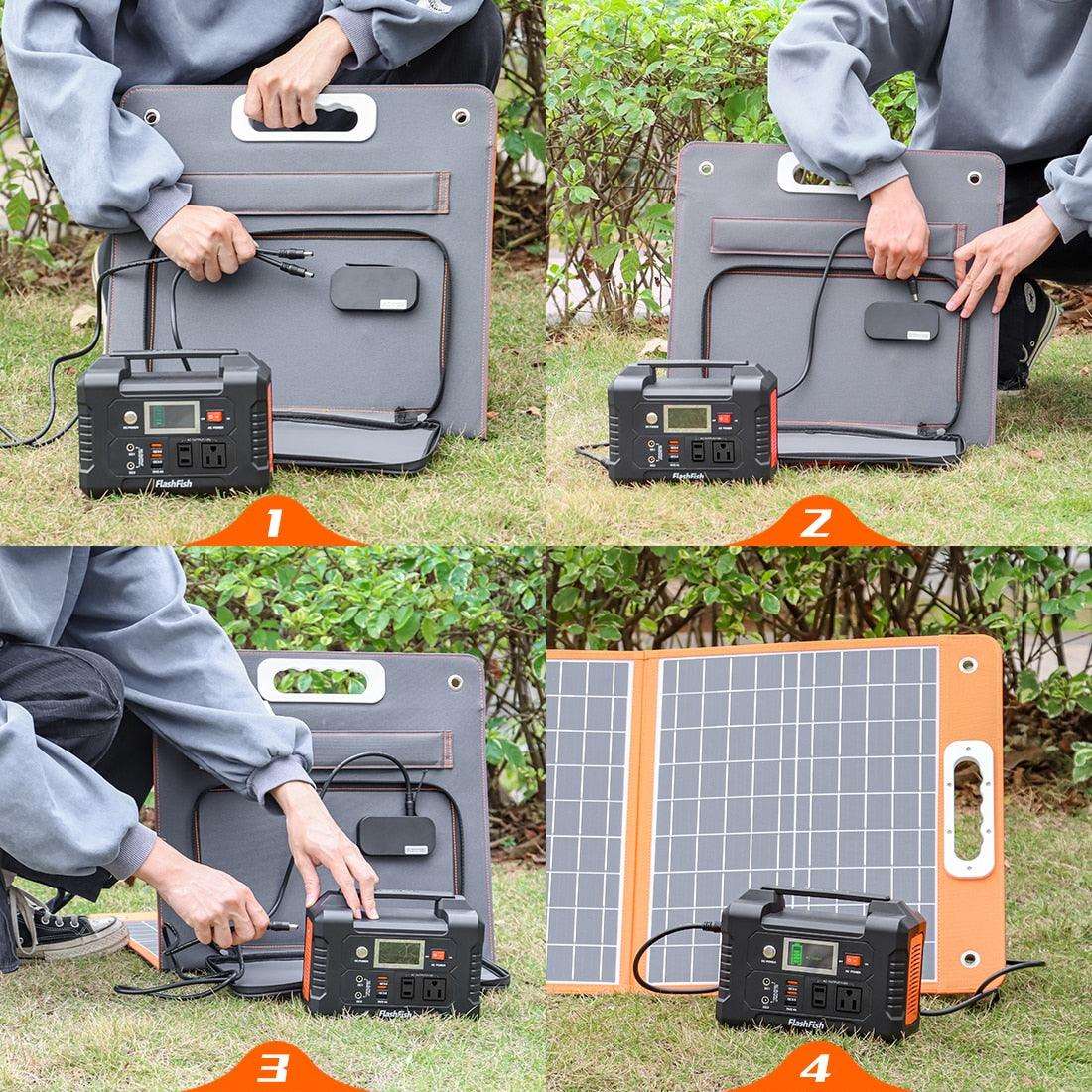 Solar Panel 60 W  Portable 18V  Solar Charger with DC Output USB QC3.0 for Phones/Tablets Camping - 54Grid - Renewable Energy Store