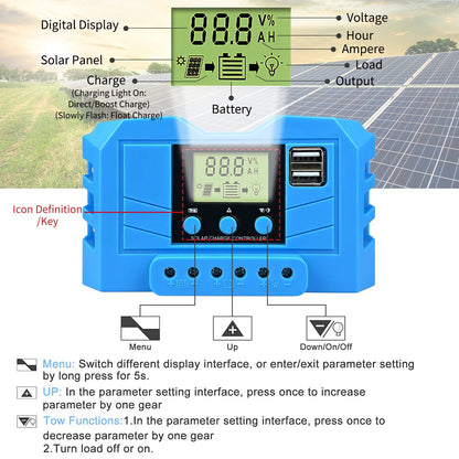 MPPT 30A Solar Charge Controller 12V 24V 720W System With USB Output by 54Grid - Renewable Energy Store