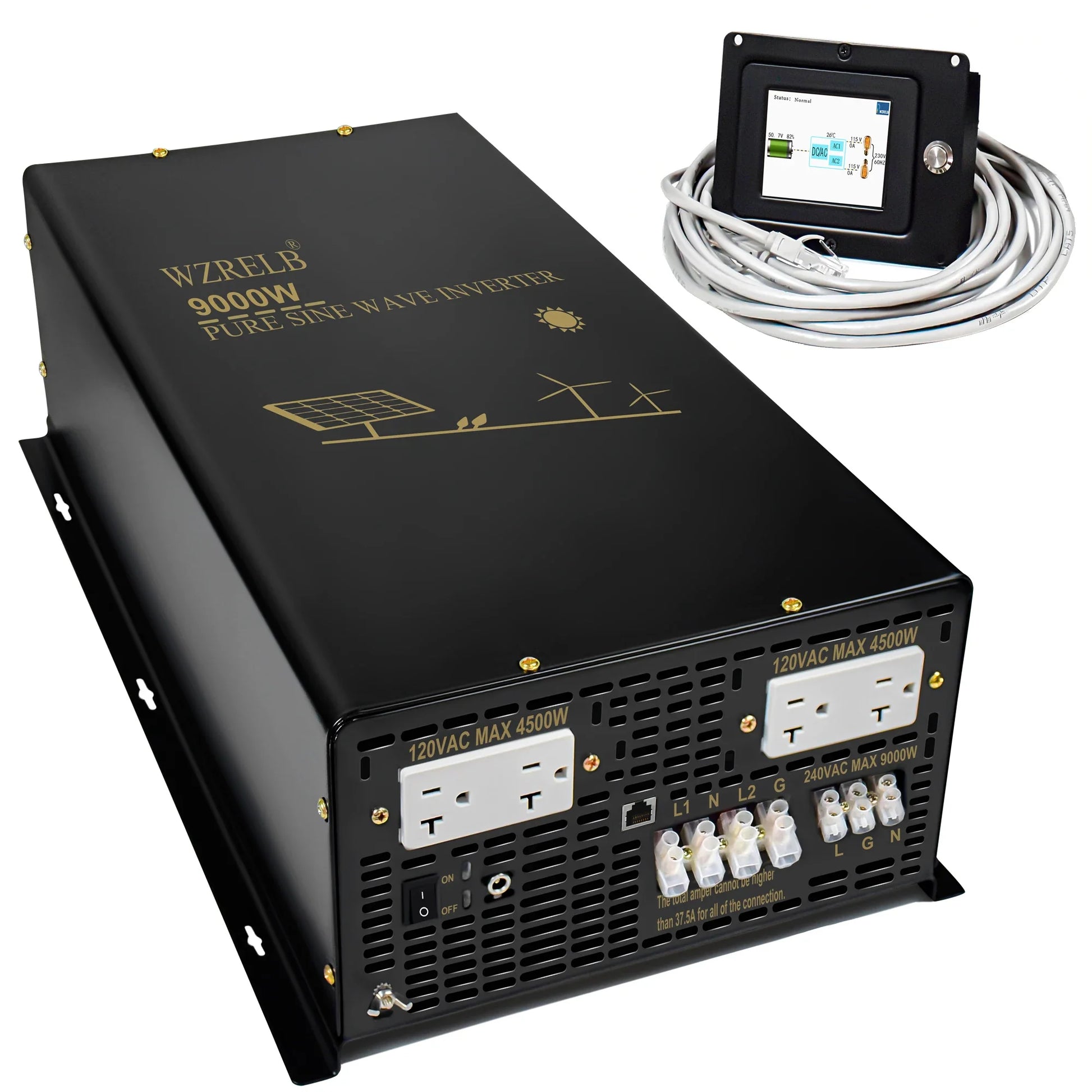 Split-phase Pure Sine Wave Solar Inverter Power 9000W Battery 24V/36V/48V/96V DC to 110/220V,120/240V AC Converter Wired Control by 54Grid - Renewable Energy Store