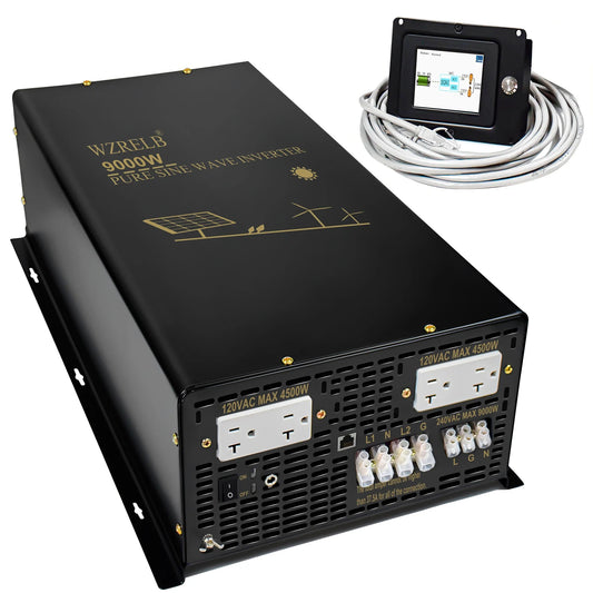 Split-phase Pure Sine Wave Solar Inverter Power 9000W Battery 24V/36V/48V/96V DC to 110/220V,120/240V AC Converter Wired Control by 54Grid - Renewable Energy Store