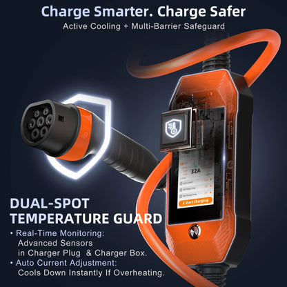 feyree Touch Screen Portable EV Charger Type2 / Type1 / GBT / TS-NACS Socket EV Charger 32A 7KW 1 Phase Smart APP Wi-Fi Control