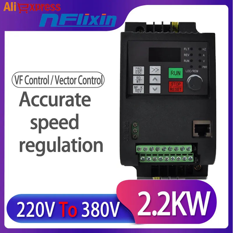 Single-phase 220V to three-phase 380V frequency converter 0.75kW/1.5kW/2.2kW for motor by 54Grid - Renewable Energy Store