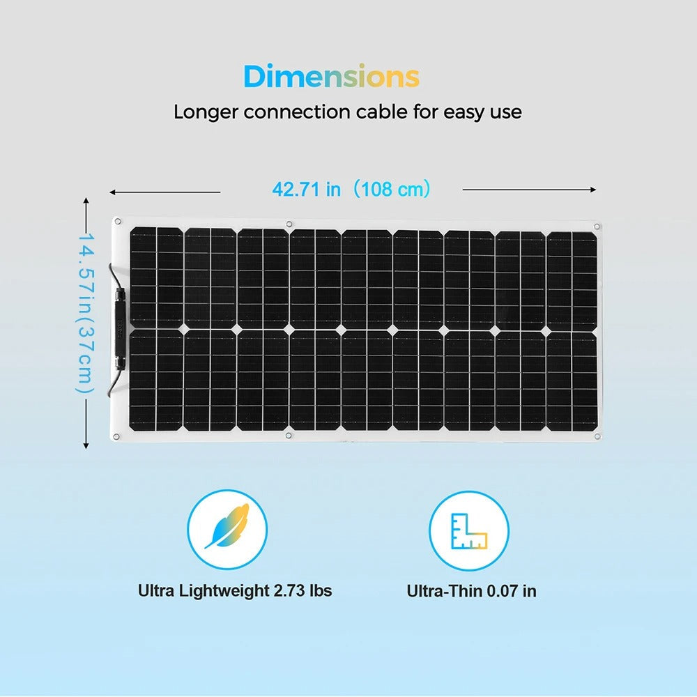Wuzeck 50w Flexible Solar Panel Kit 12v 100w Pv Solar Module Kit 24v Solar Cell Home Outdoor Car Boat Battery Camping Solarpanel by 54Grid - Renewable Energy Store