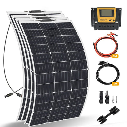Wuzeck Flexible Solar Panel 12v/24v Starter Kit, 1-5pcs 100w Monocrystalline Solar Panel,off Grid Power For Rvs Boat Caravan by 54Grid - Renewable Energy Store