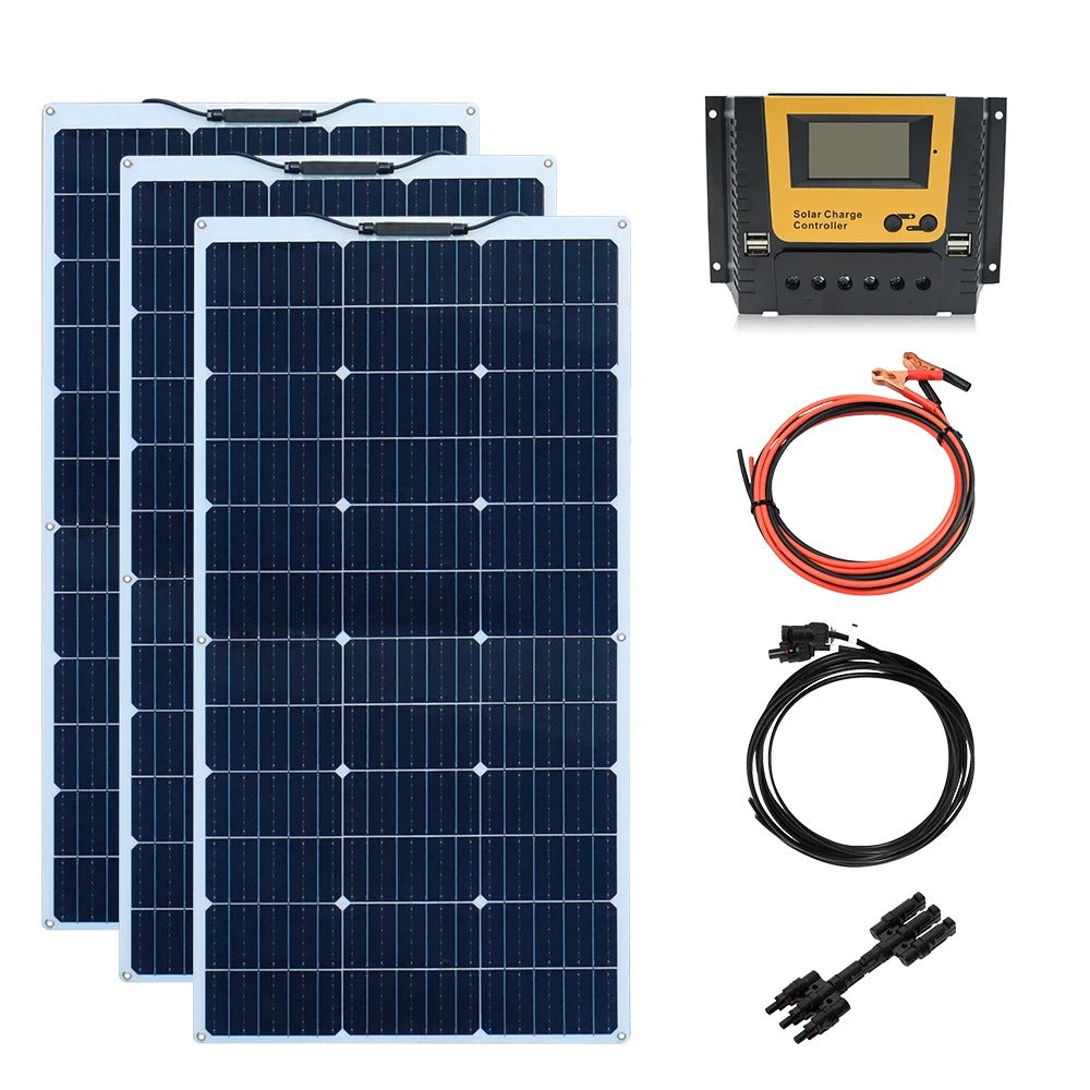 Wuzeck Flexible Solar Panel 12v/24v Starter Kit, 1-5pcs 100w Monocrystalline Solar Panel,off Grid Power For Rvs Boat Caravan by 54Grid - Renewable Energy Store