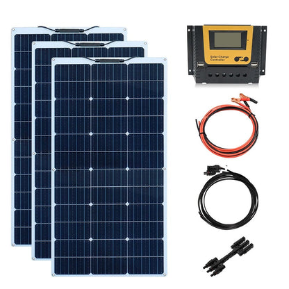 Wuzeck Flexible Solar Panel 12v/24v Starter Kit, 1-5pcs 100w Monocrystalline Solar Panel,off Grid Power For Rvs Boat Caravan by 54Grid - Renewable Energy Store
