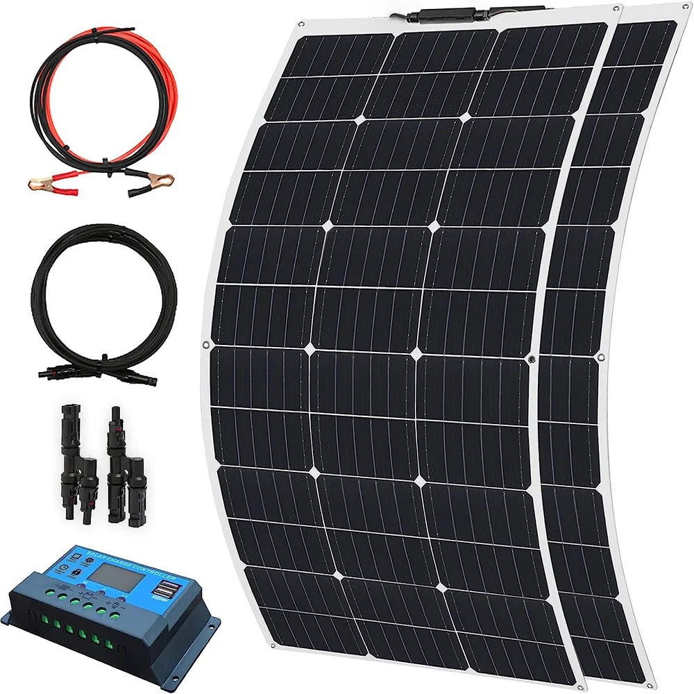 Wuzeck Flexible Solar Panel 12v/24v Starter Kit, 1-5pcs 100w Monocrystalline Solar Panel,off Grid Power For Rvs Boat Caravan by 54Grid - Renewable Energy Store