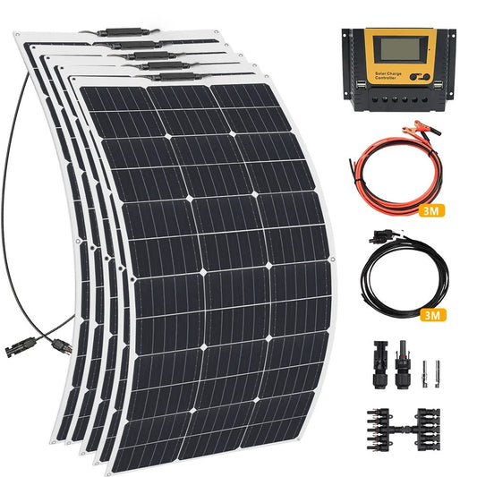 Wuzeck Flexible Solar Panel 12v/24v Starter Kit, 1-5pcs 100w Monocrystalline Solar Panel,off Grid Power For Rvs Boat Caravan by 54Grid - Renewable Energy Store